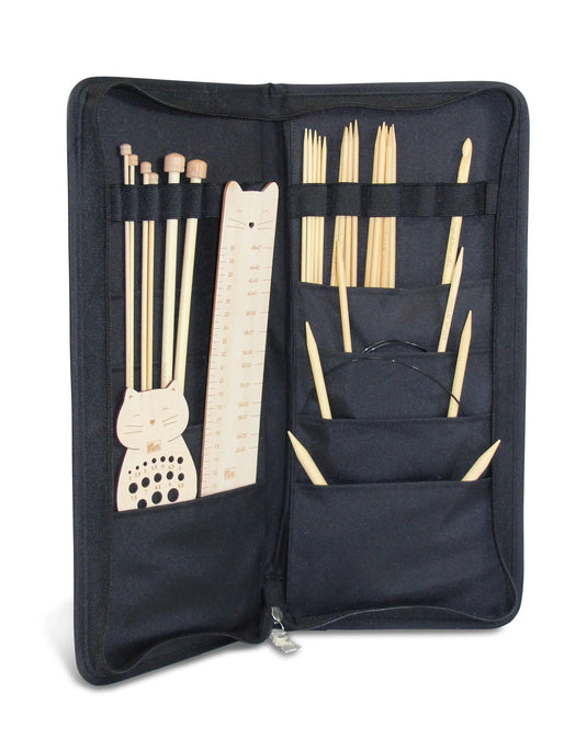612076|Prym Knitting Needle Zippered Case, Monochrome Leaves