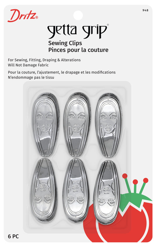 948|Dritz Getta Grip Sewing Clips, Silver, 6 pc
