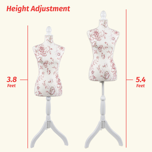 653158|Dritz Dress Form Mannequin, Floral Print, US Size 6