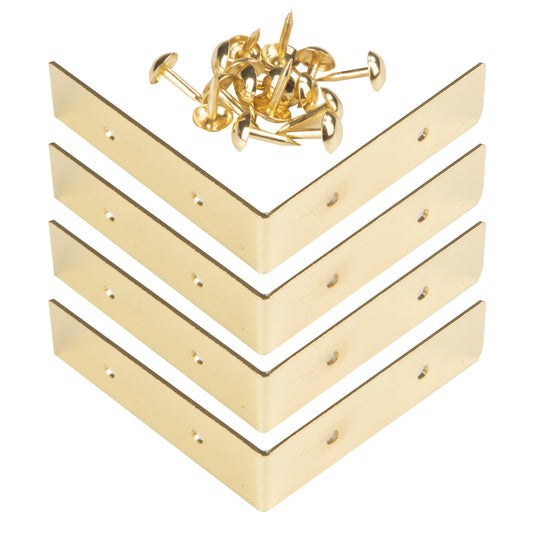 44790-35|Dritz Smooth Right Angle Corners, Small, Brass, 4 pc