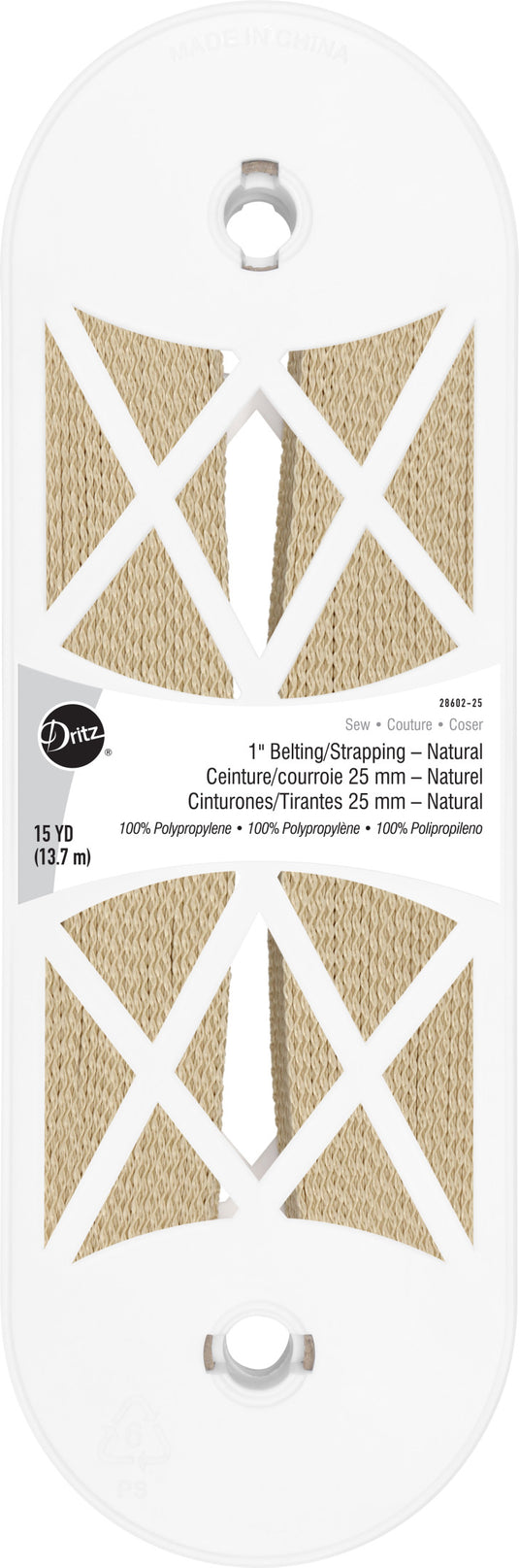 28602-25|Dritz 1" Polypro Belting & Strapping, Natural, 15 yd