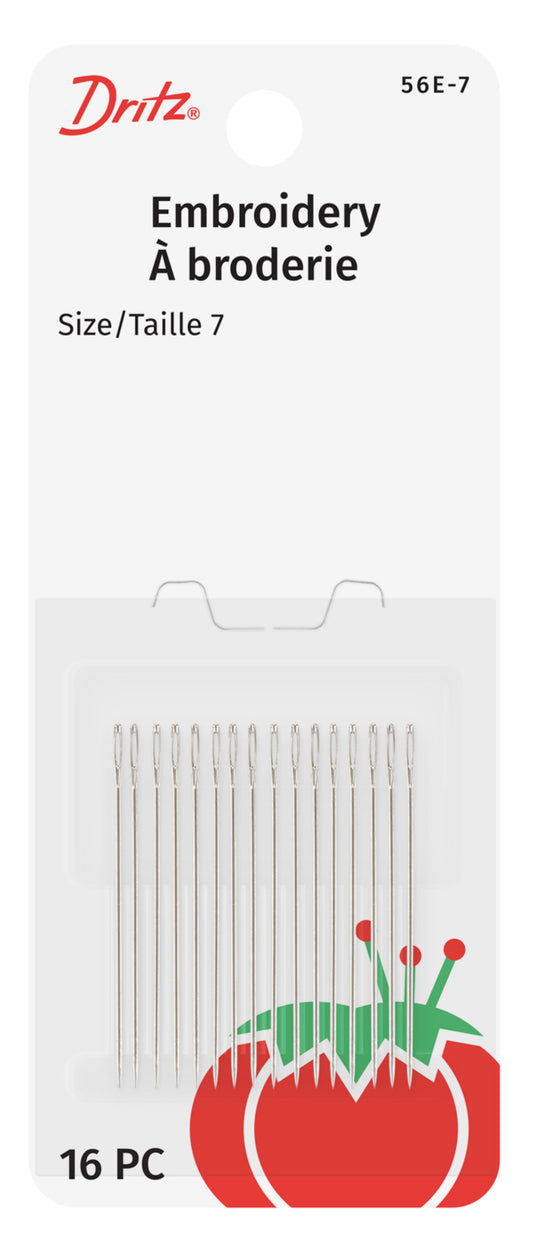 56E-7|Dritz Embroidery Hand Needles, Size 7, 16 pc