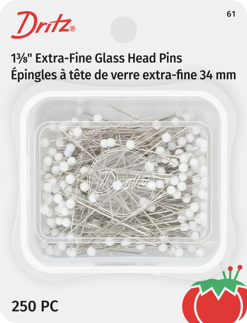 Load image into Gallery viewer, 61|Dritz 1-3/8" Extra-Fine Glass Head Pins, White, 250 pc