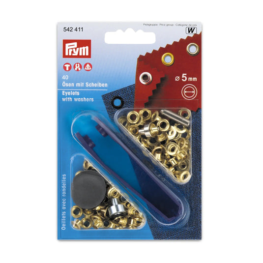 542411|Prym Eyelet with Washers, brass, 5mm, gold