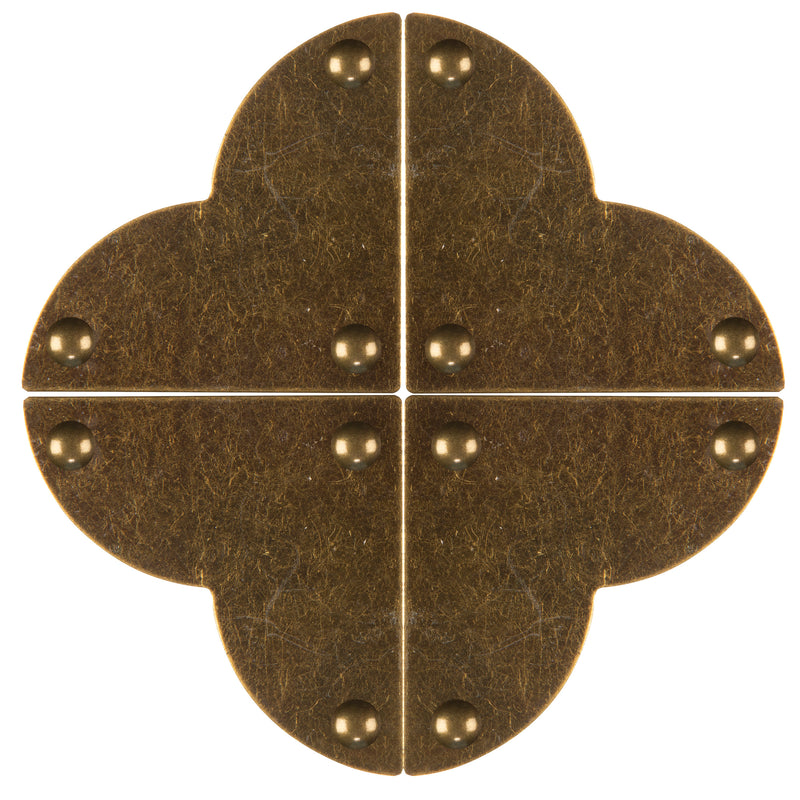 Chargez l'image dans la visionneuse de la galerie, 44792-38|Dritz Smooth Quatrefoil Corners, Small, Antique Brass, 4 pc