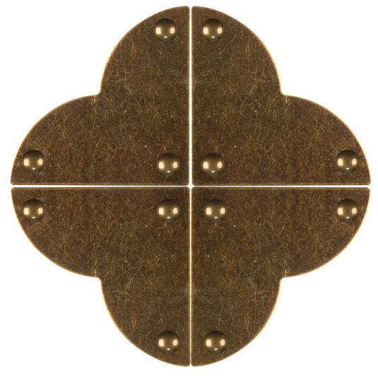44792-38|Dritz Smooth Quatrefoil Corners, Small, Antique Brass, 4 pc