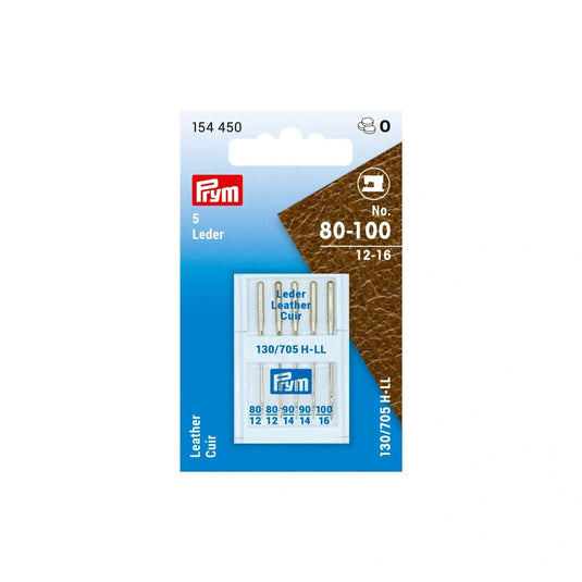 154450|Prym Leather Sewing Machine Needles, Sizes 12-16 (No. 80-100), 5 PC