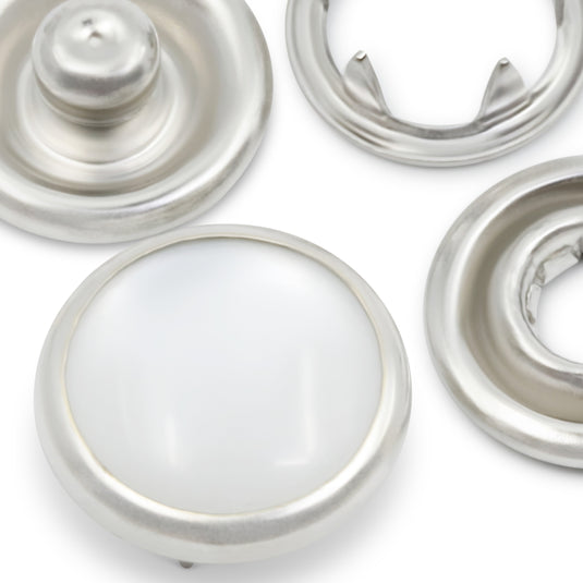 25-R|Dritz 7/16" Pearl Snap Fasteners, 12 Sets, White