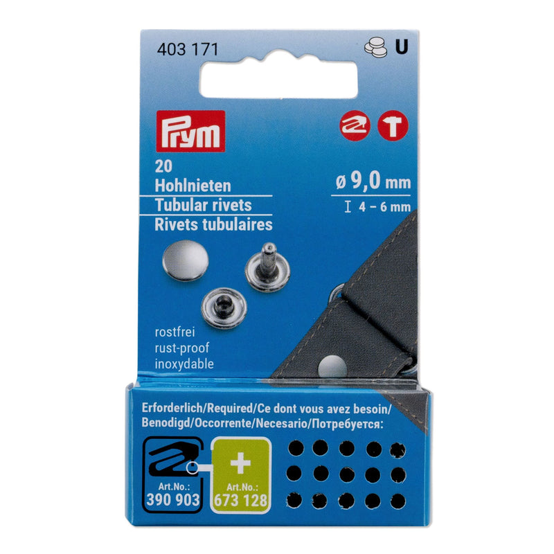 Load image into Gallery viewer, 403171|Prym RIVETS Tubular 9 mm /4-6 mm refill silver 20pc
