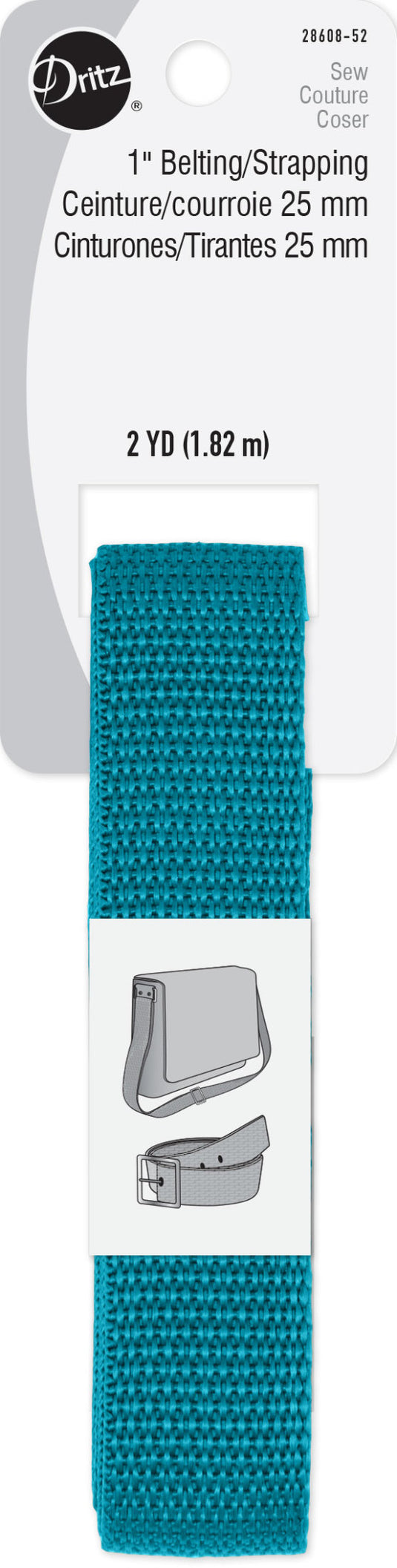 28608-52|Dritz 1" Polypro Belting & Strapping, Teal, 2 yd