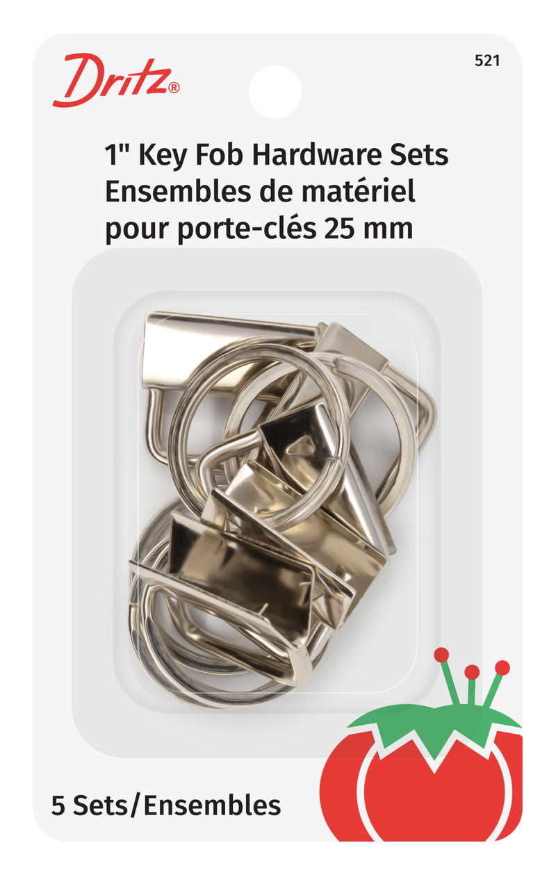 Load image into Gallery viewer, 521|Dritz 1" Key Fob Hardware Set - Bonus Pack, Nickel, 5 Sets
