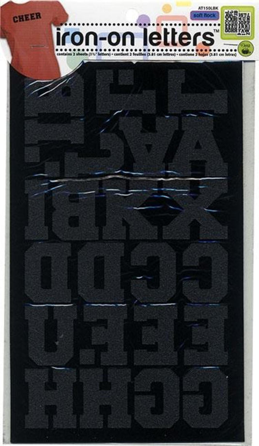 AT150LBK|Dritz Soft Flock Iron-On Letters, 2 Sheets, Black