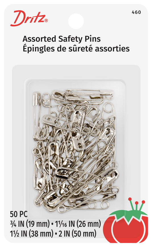 460|Dritz Safety Pins, Assorted Sizes, 50 pc