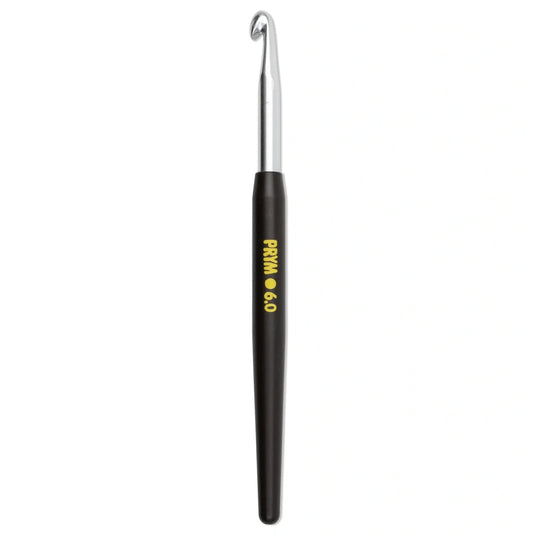 195179|Prym 6" Crochet Hook, Aluminum with Soft Grip, 6mm