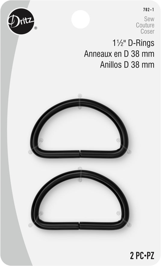 782-1|Dritz 1-1/2" D-Rings, Black, 2 pc