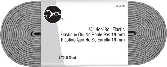 9506XG|Dritz 3/4" Non-Roll Elastic, Gray, 6 yd
