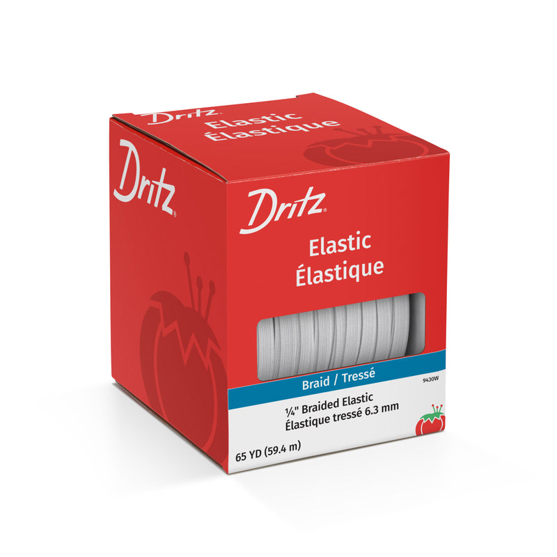 Chargez l'image dans la visionneuse de la galerie, 9430W|Dritz 1/4" White Braided Elastic, 65 yd