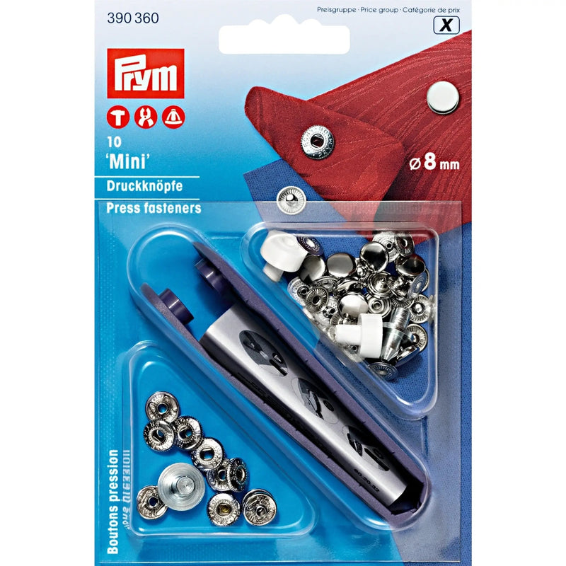 Cargue la imagen en el visor de la galería, 390360|Prym MINI 8 mm silver with tools 10pc
