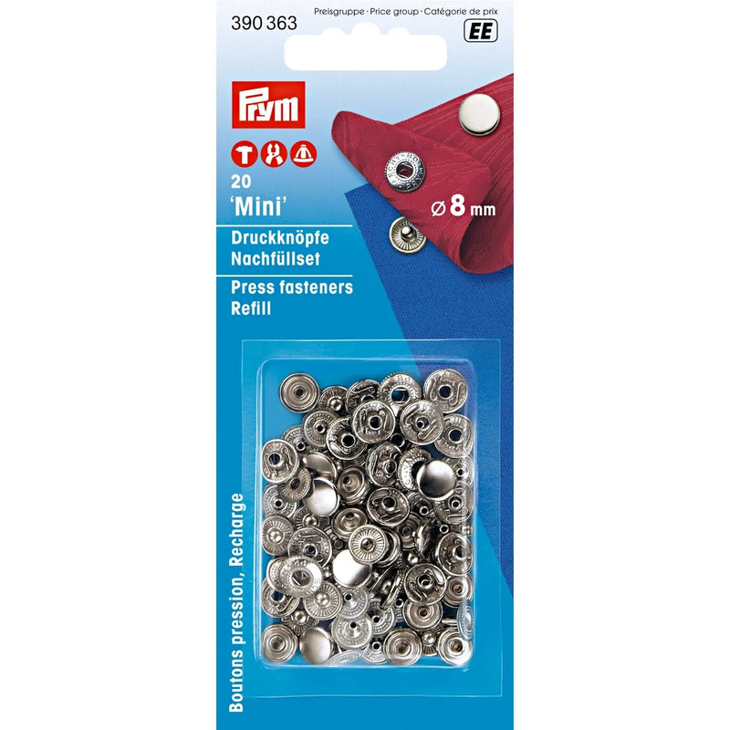 Cargue la imagen en el visor de la galería, 390363|Prym MINI 8 mm refill silver 20pc