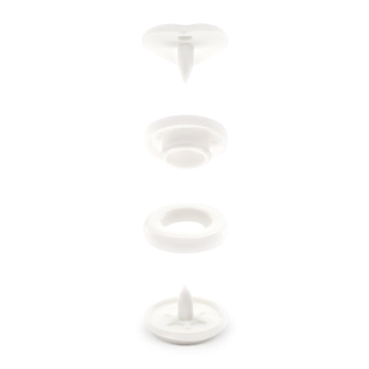 984-H-9|Dritz Plastic Color Heart Snaps, 12 Sets, White