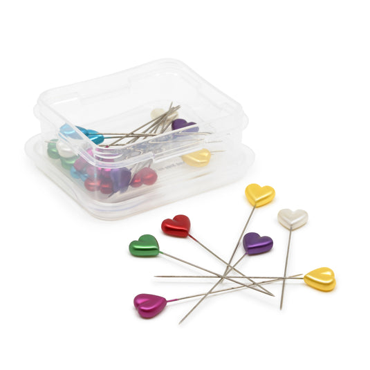 130|Dritz 2-1/8" Heart Pearlized Pins, Assorted, 35 pc