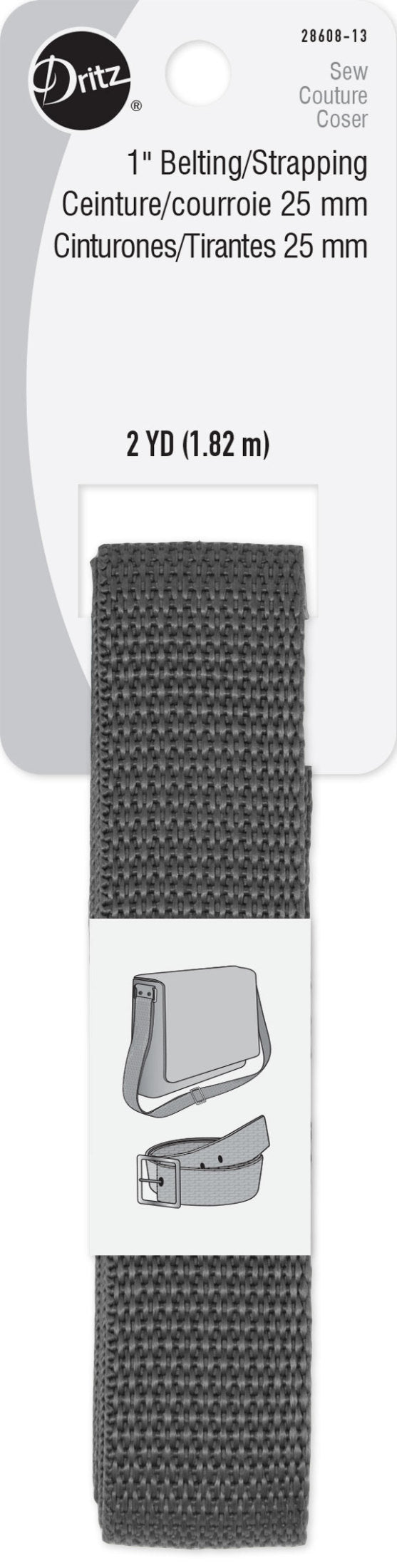 Load image into Gallery viewer, 28608-13|Dritz 1" Polypro Belting &amp; Strapping, Gray, 2 yd
