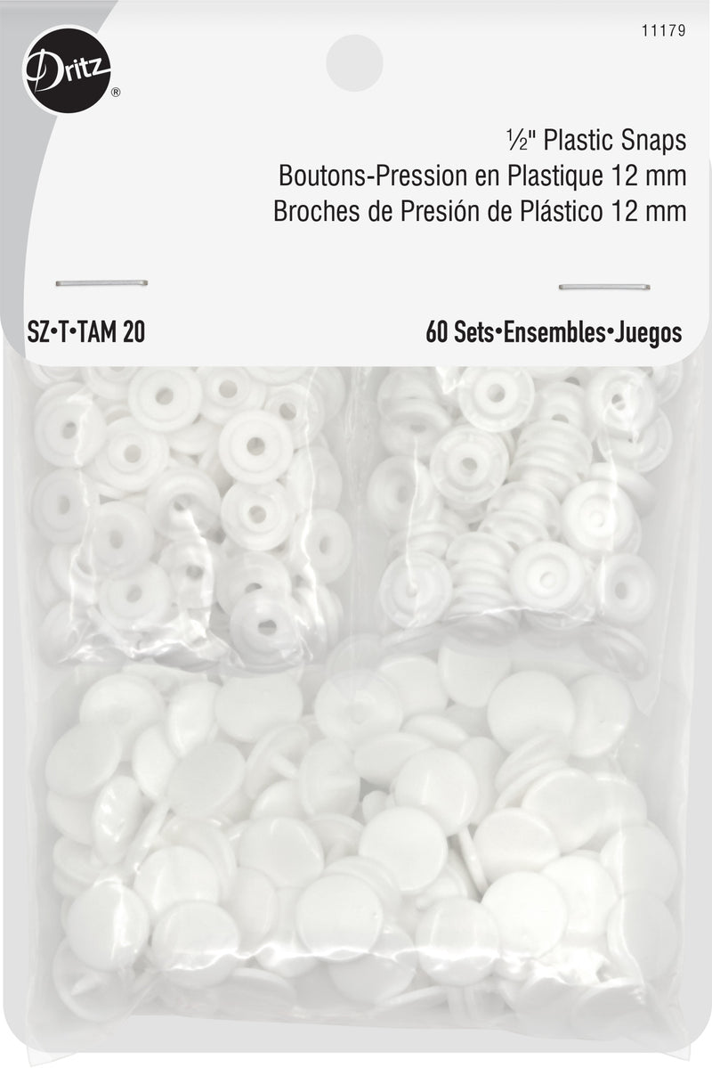 Cargue la imagen en el visor de la galería, 11179|Dritz 1/2" Plastic Snaps, White, 60 Sets