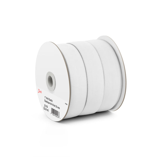 9418W|Dritz 1" Knit Elastic, White, 25 yd