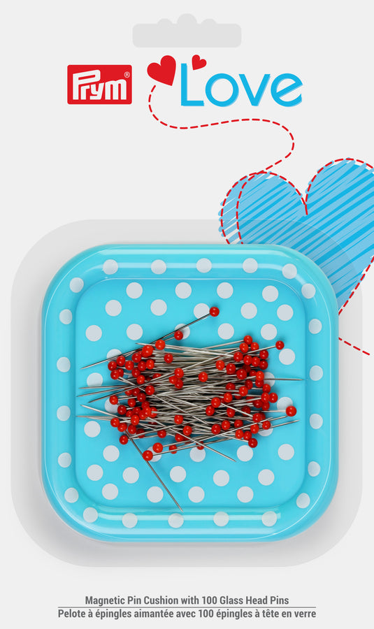 60112|Prym Magnetic Pin Cushion with 100 Glass Head Pins