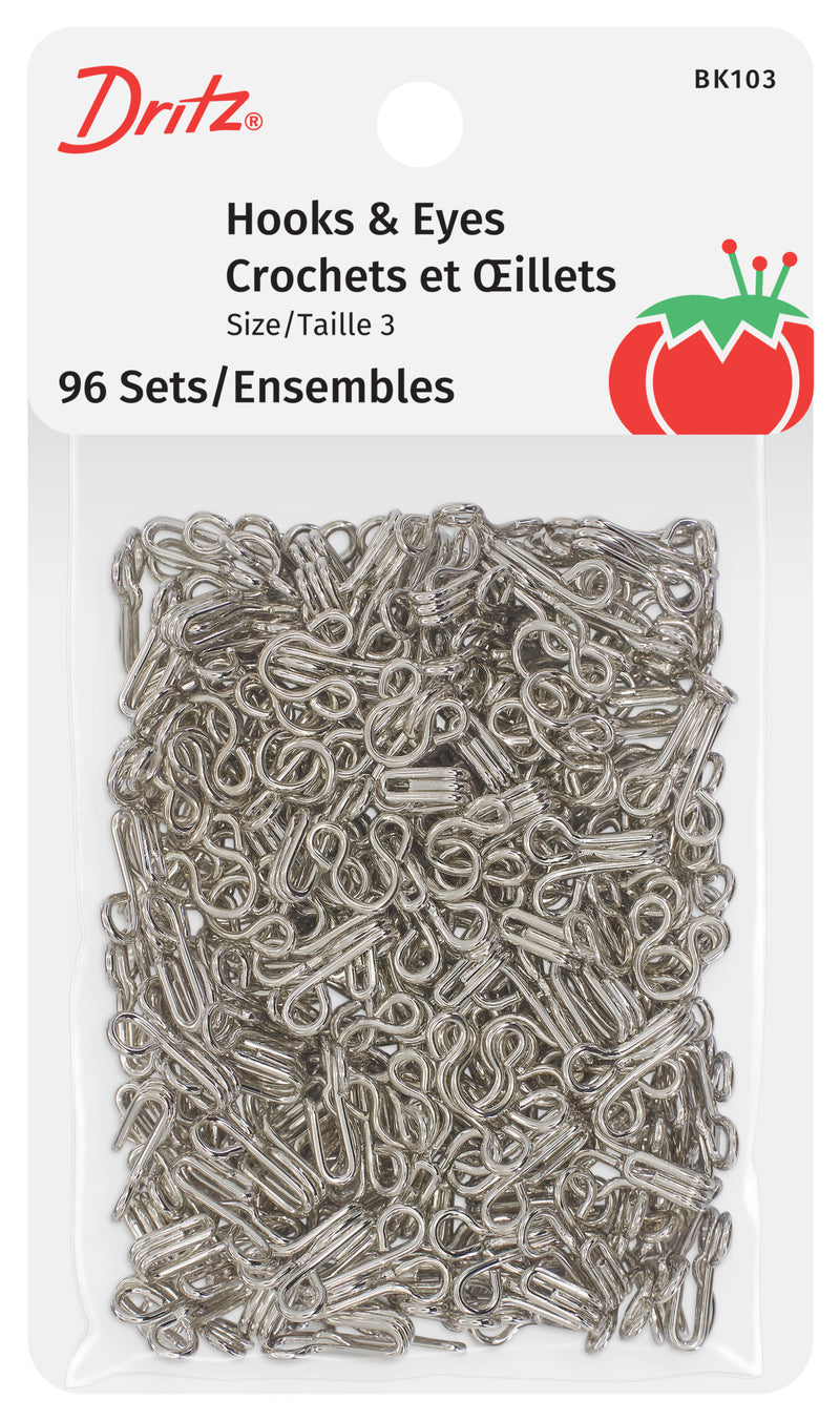 Chargez l'image dans la visionneuse de la galerie, BK103|Dritz Hooks &amp; Eyes, Size 1, 96 Sets, Nickel