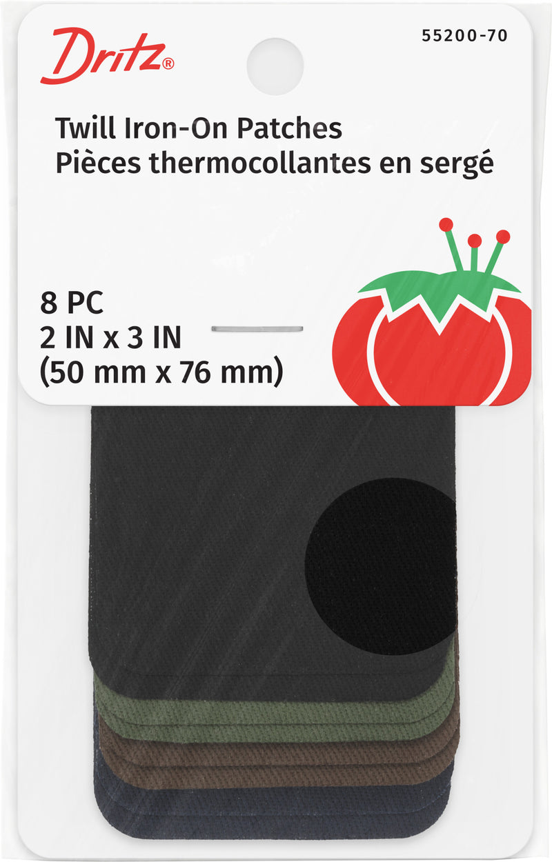 Cargue la imagen en el visor de la galería, 55200-70|Dritz Twill Iron-On Patches, 2" x 3", 8 pc, Dark Assorted