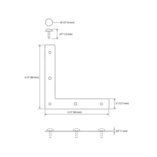 44789-35|Dritz Smooth Campaign Hardware Corners, Large, Brass, 4 pc