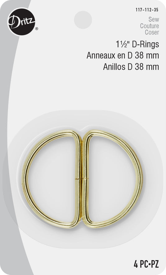 117-112-35|Dritz 1-1/2" D-Rings, Gilt, 4 pc