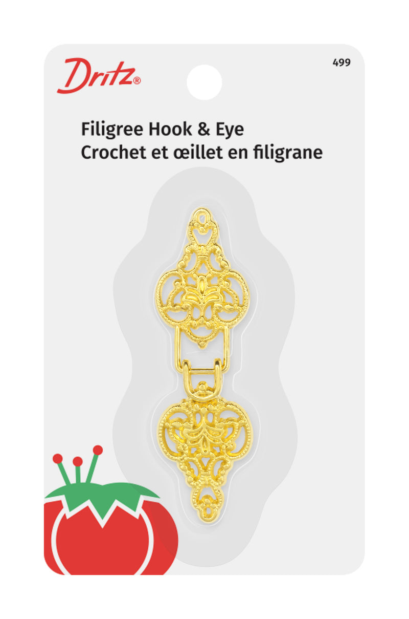 Cargue la imagen en el visor de la galería, 499|Dritz Filigree Hook &amp; Eye, 1 pc, Gold