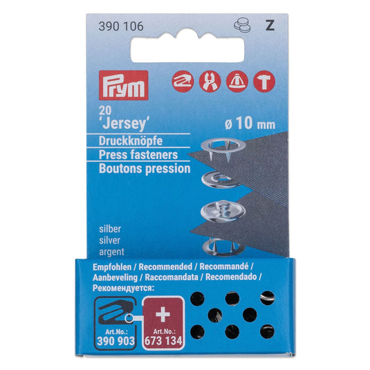 390106|Prym JERSEY 10 mm refill silver 20pc