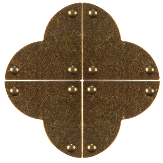 44793-38|Dritz Smooth Quatrefoil Corners, Large, Antique Brass, 4 pc