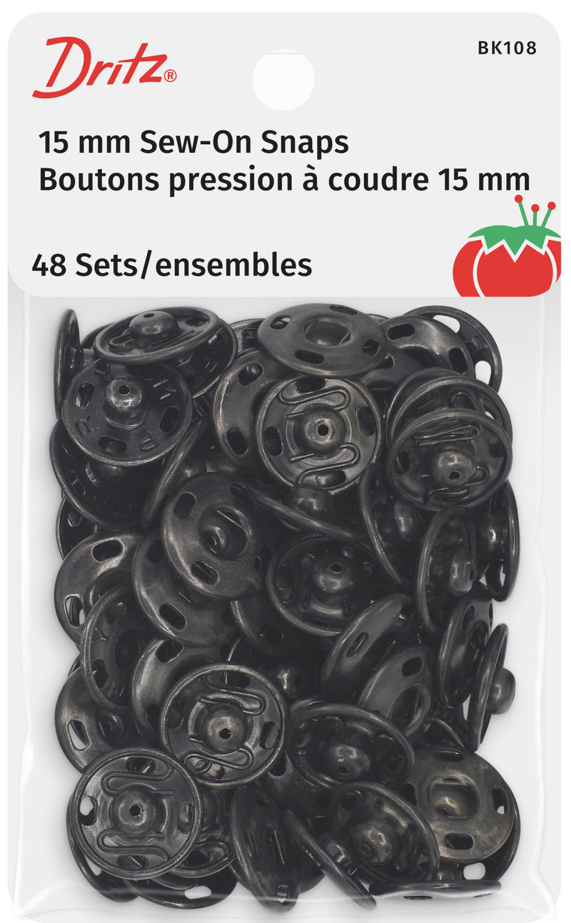 Load image into Gallery viewer, BK108|Dritz Sew-On Snaps, 48 Sets, Size 5/8", Black