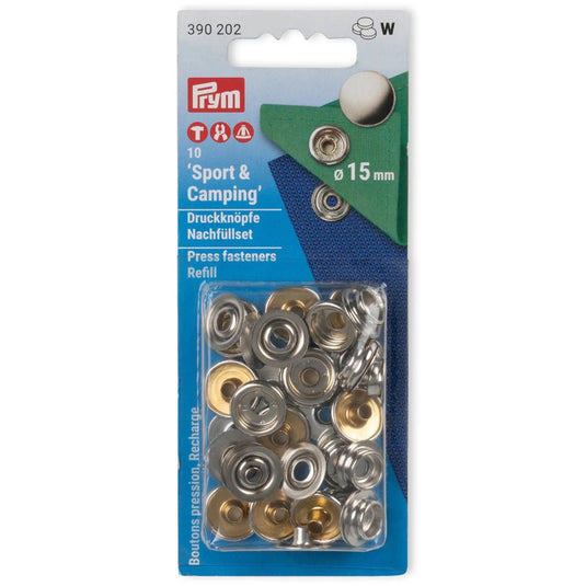 390202|Prym SPORT 15 mm refill silver 10pc