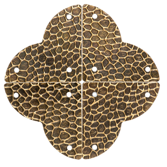 44798-38|Dritz Textured Quatrefoil Corners, Small, Antique Brass, 4pc