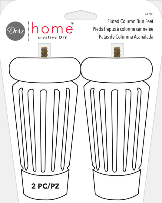 44703|Dritz Fluted Column Bun Feet, Natural, 2 pc