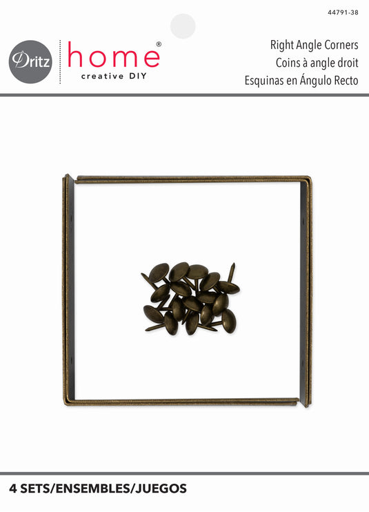44791-38|Dritz Smooth Right Angle Corners, Large, Antique Brass, 4 pc