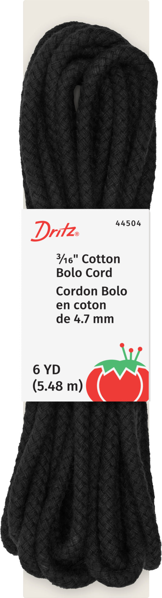 44504|Dritz Cotton Bolo Cord 3/16" x 6 YD - Black