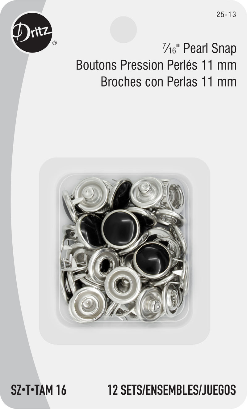 Chargez l'image dans la visionneuse de la galerie, 25-13|Dritz 7/16" Pearl Snap Fasteners, 12 Sets, Black
