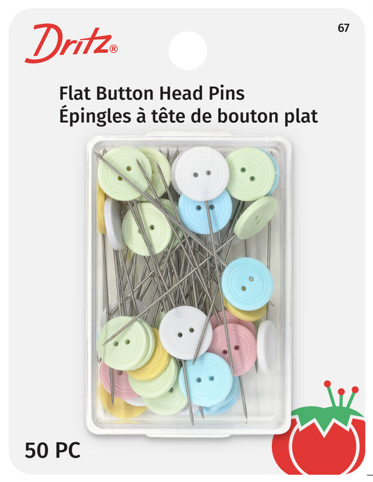 67|Dritz Flat Button Head Pins, Assorted, 50 pc