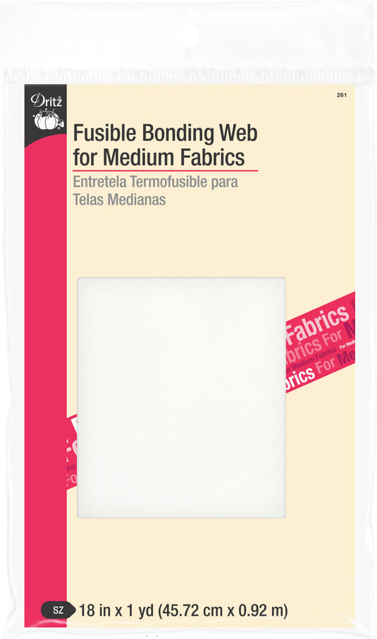 261|Dritz 18" Fusible Bonding Web for Medium Fabrics, White, 1 yd