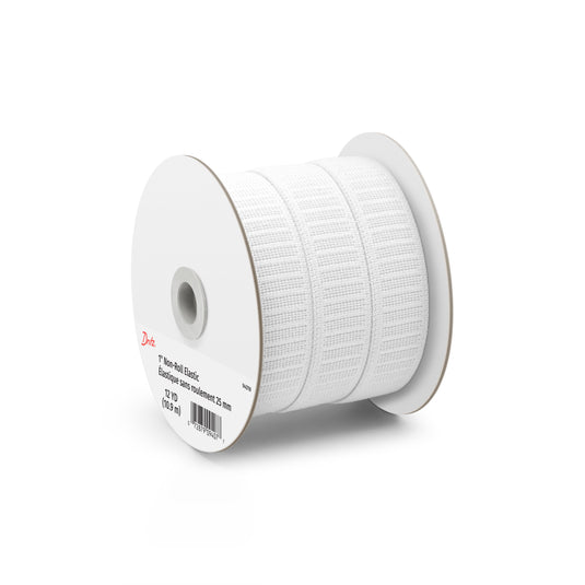9407W|Dritz 1" Non-Roll Elastic, White, 12 yd
