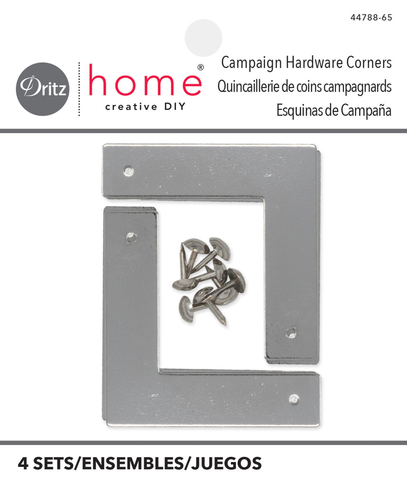 Load image into Gallery viewer, 44788-65|Dritz Smooth Campaign Hardware Corners, Small, Nickel, 4 pc