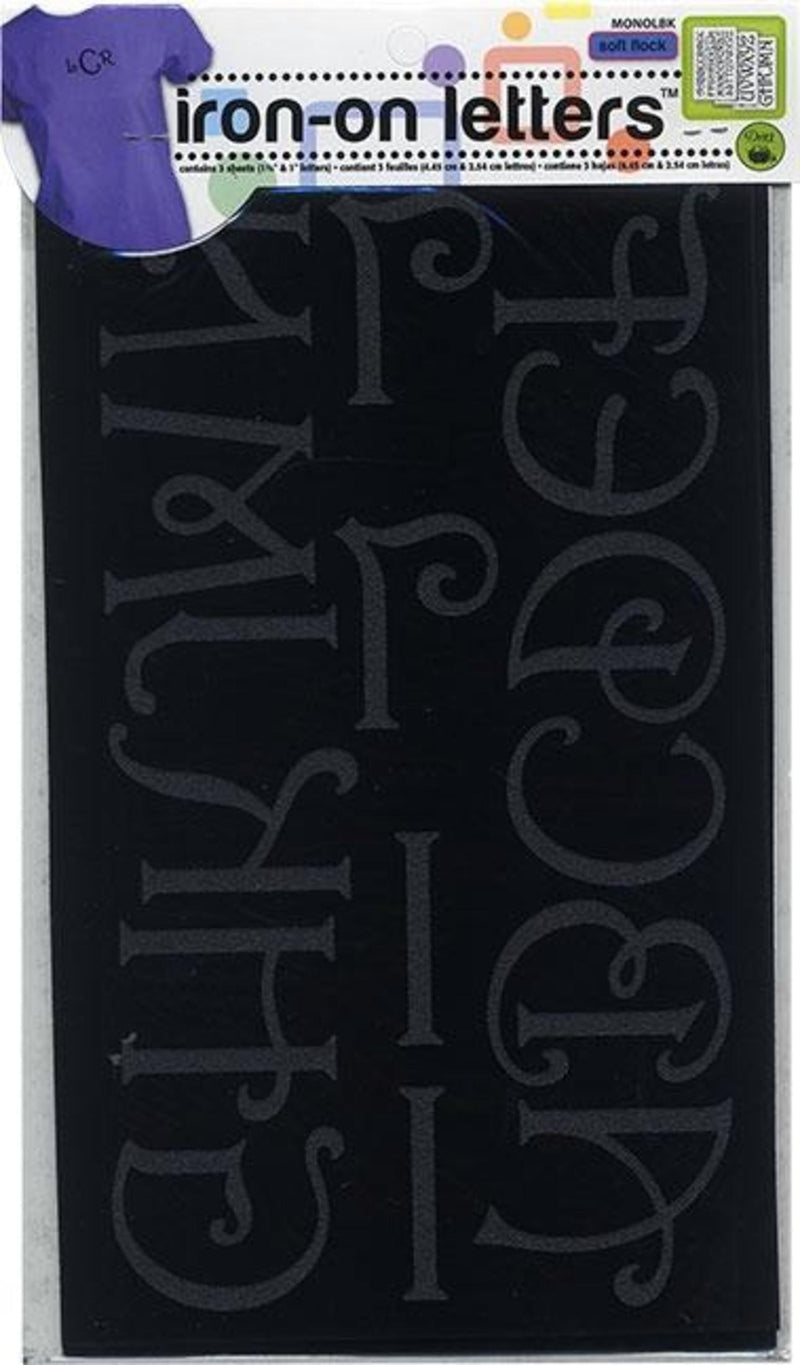 Cargue la imagen en el visor de la galería, MONOLBK|Dritz Soft Flock Iron-on Letters, 3 Sheets, Black