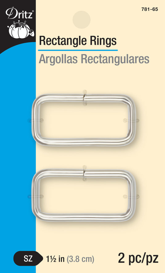 781-65|Dritz 1-1/2" Rectangle Rings, Silver, 2 pc