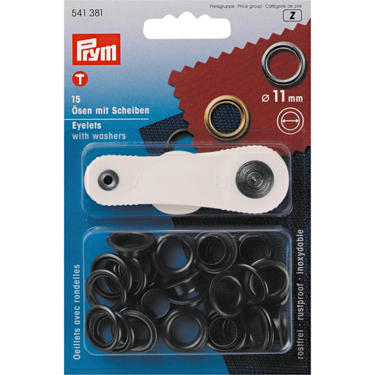 541381|Prym Eyelets with washers 11 mm burnished with tools 15pc